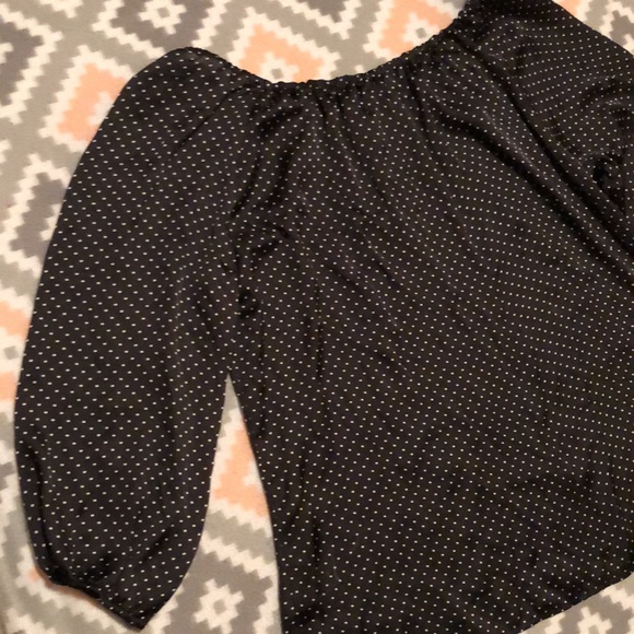 Ann Taylor NWT Black w/White Polka Dots Blouse XL - Picture 11 of 12